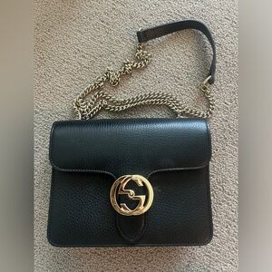 Gucci Interlocking GG Black Leather Crossbody